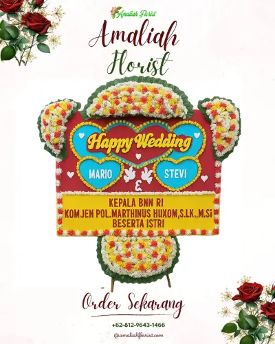 Karangan Papan Bunga Pernikahan di Way Kandis